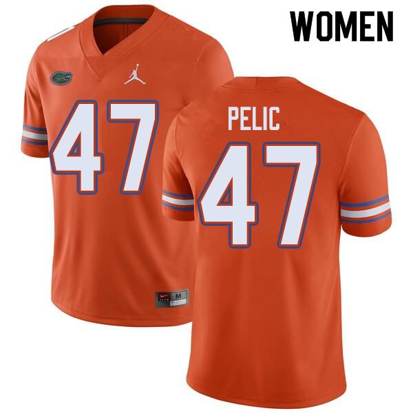 NCAA Florida Gators Justin Pelic Women's #47 Jordan Brand Orange Stitched Authentic College Football Jersey MDI6064XW